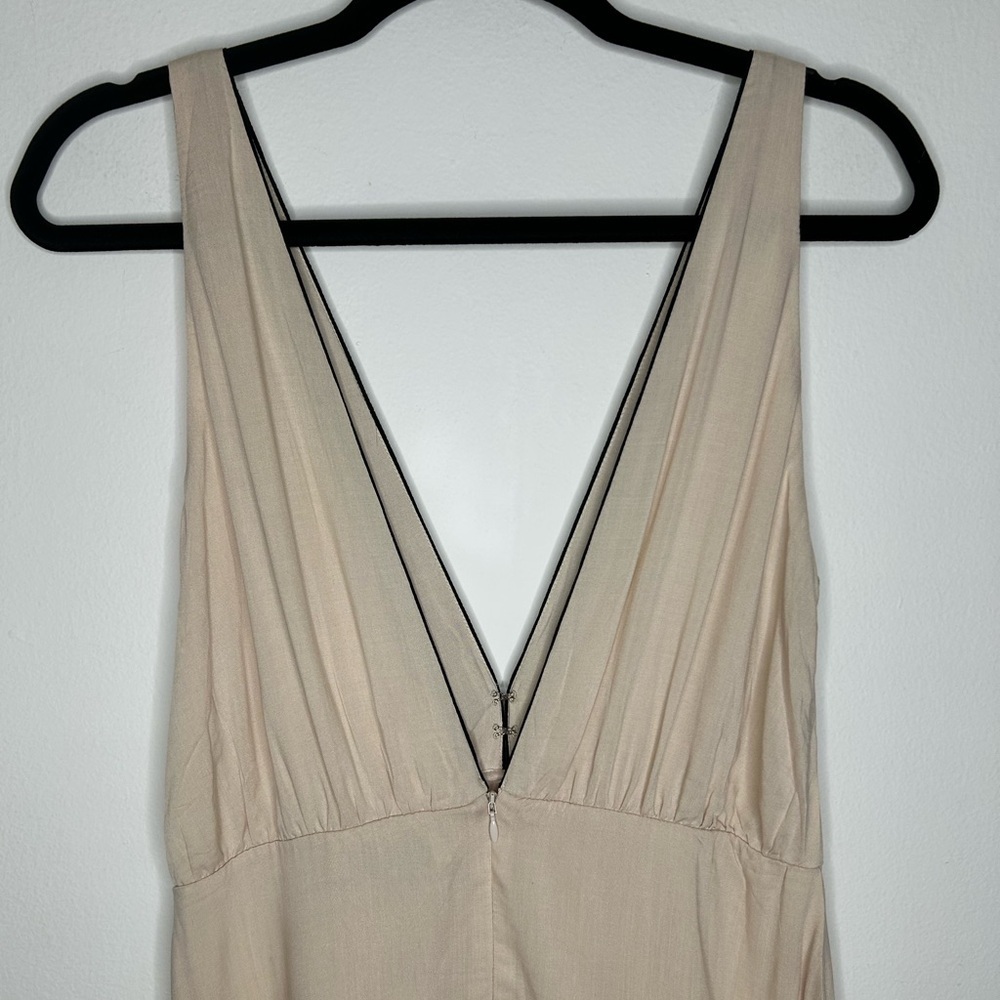 NWT Aura The Label Lauren Midi Dress Plunging V Neck Cream Large Slit Boho Chic - Picture 9 of 12